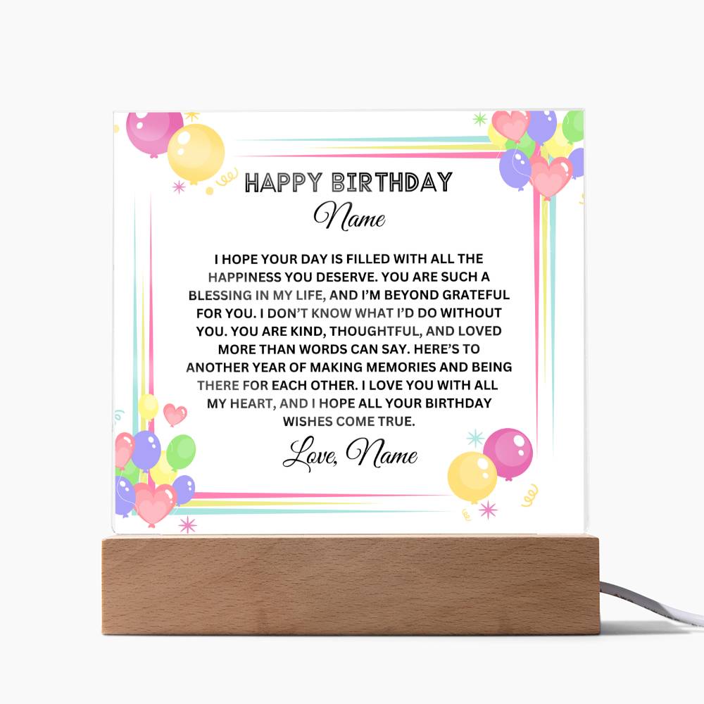 Acrylic Square Plaque-Personalized Sister Birthday