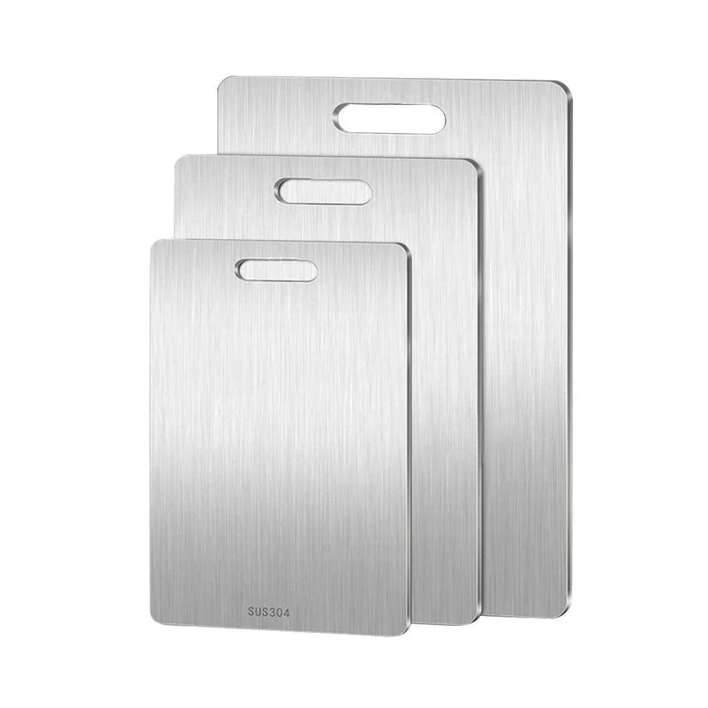 Professional 316 Stainless Steel Double-Sided Cutting Board and Kneading Dough Block for Kitchen Use