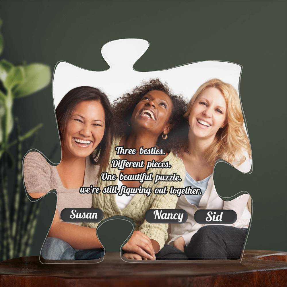 Besties Acrylic Puzzle Plaque-Personalized picture and names