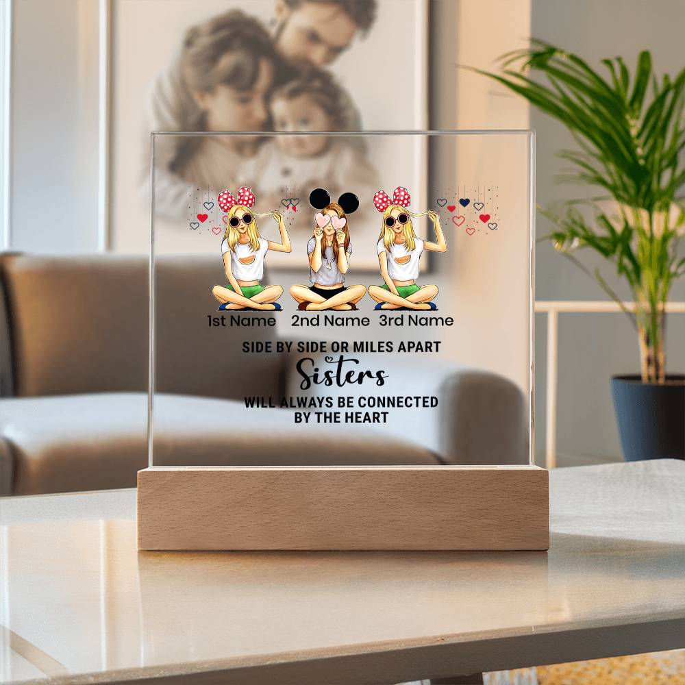 Acrylic Square Plaque-Personalized Besties Sisters