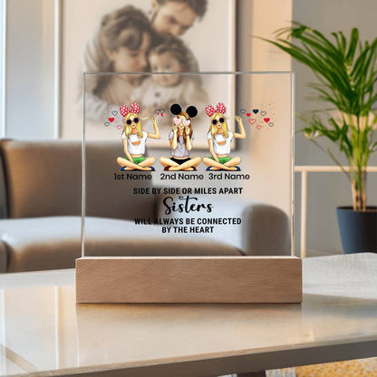Acrylic Square Plaque-Personalized Besties Sisters