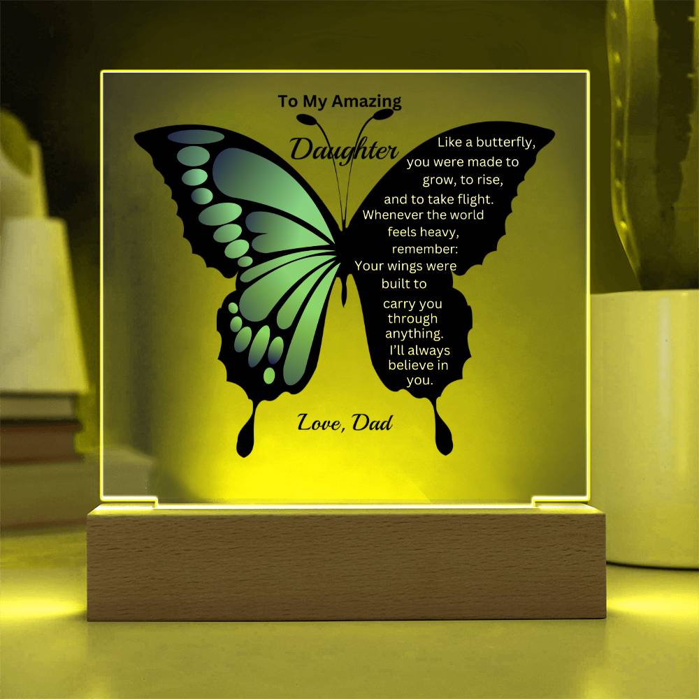 Blue Butterfly  Acrylic Plaque – To My Daughter (From Dad)