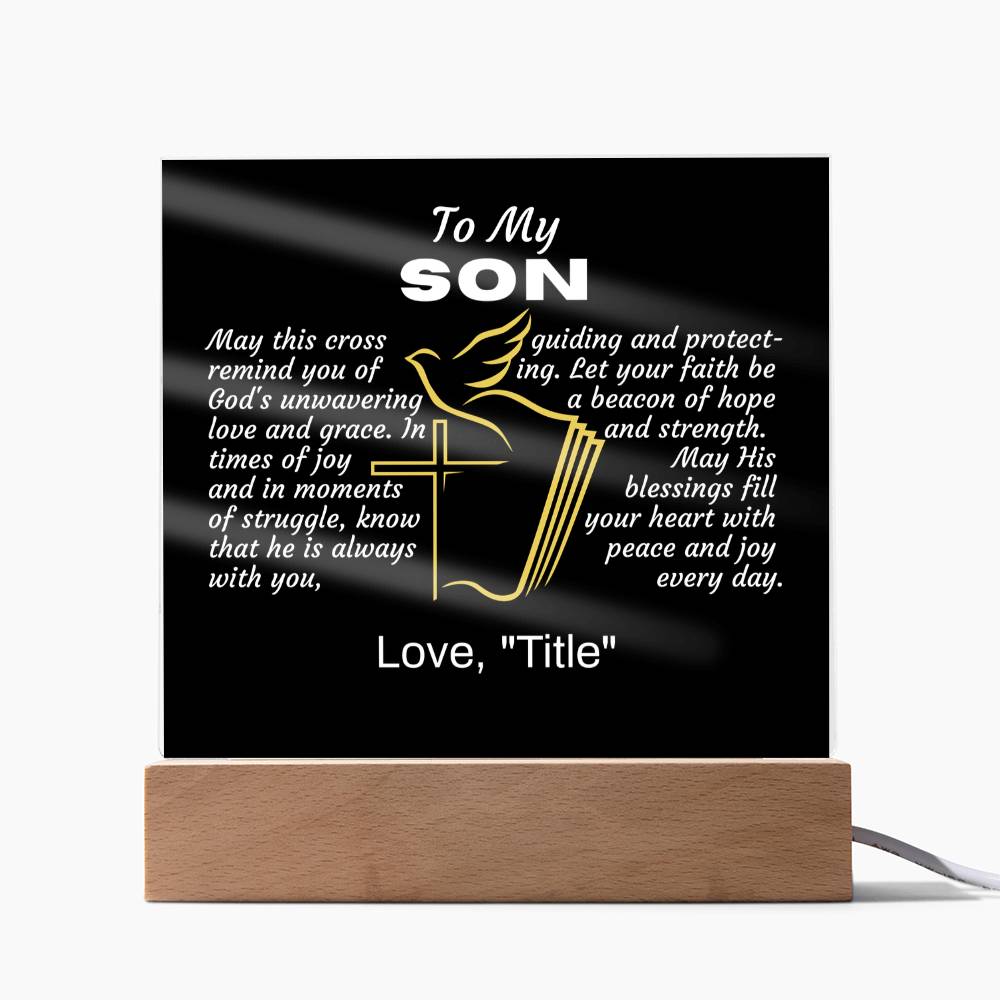 Acrylic Square Plaque-Son Religious-Personalized "From"