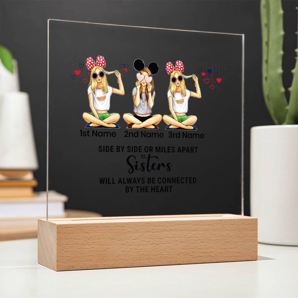 Acrylic Square Plaque-Personalized Besties Sisters