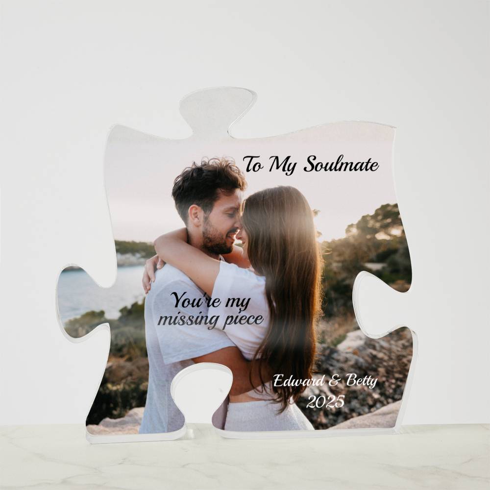 Personalized picture and names-Couple Acrylic Puzzle Plaque (1)
