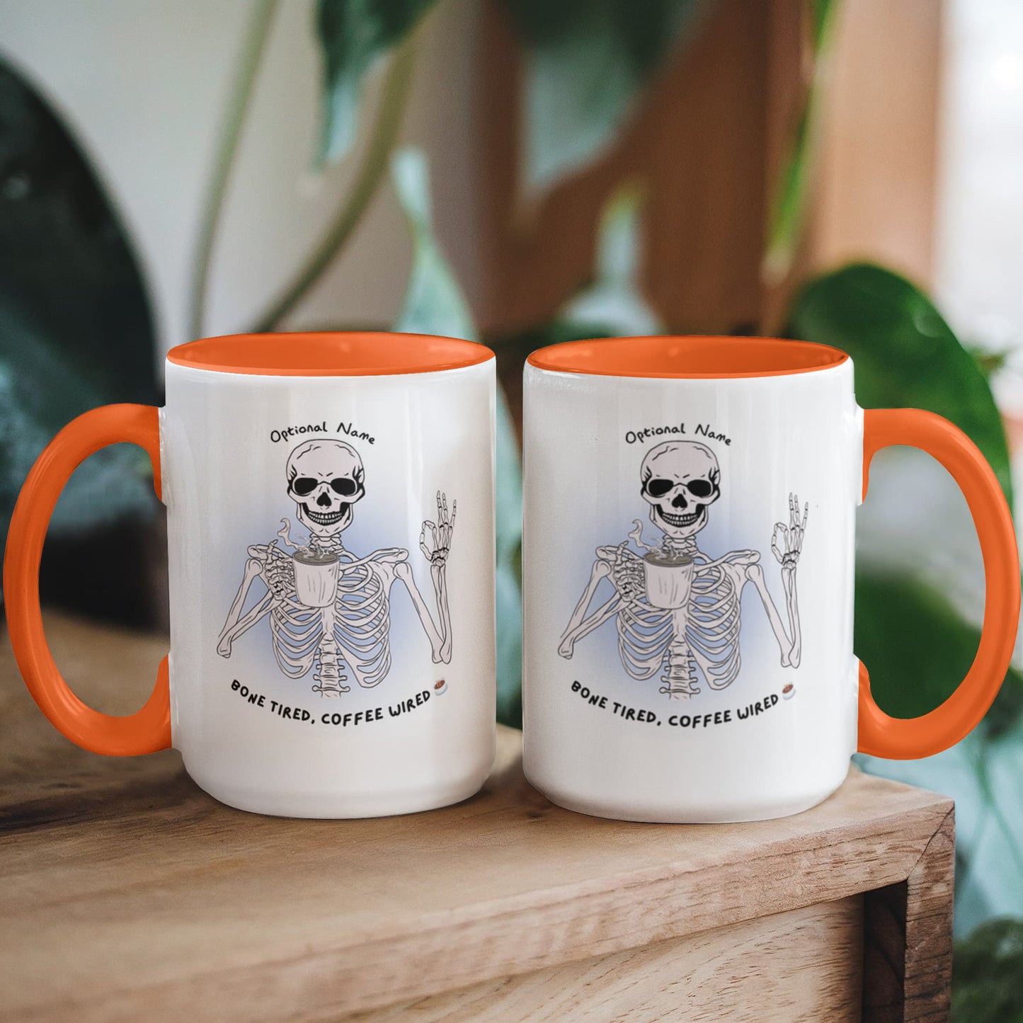 7 Colors Accent Mugs-Personalized Skeleton Coffee Addict Mug