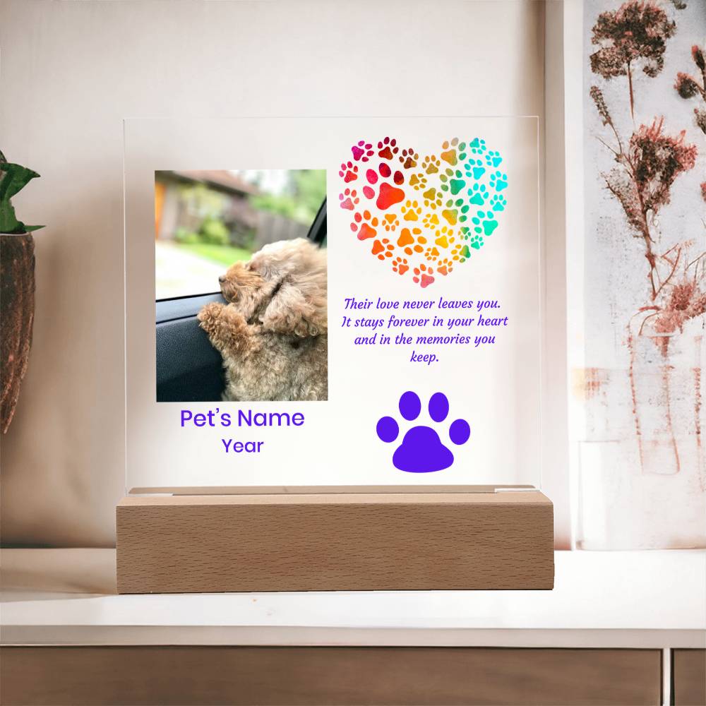 Acrylic Square Plaque- Pet Personalized Memorial