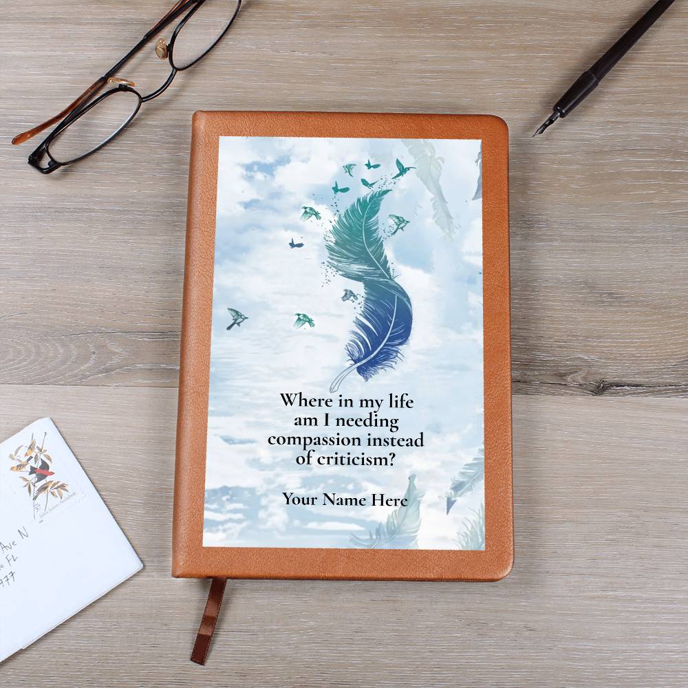 Graphic Leather Journal-Personalized Self Discovery-Gentleness