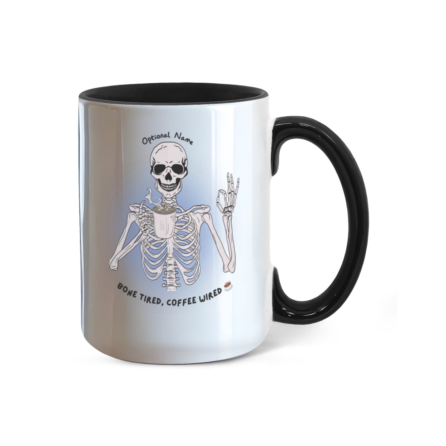7 Colors Accent Mugs-Personalized Skeleton Coffee Addict Mug