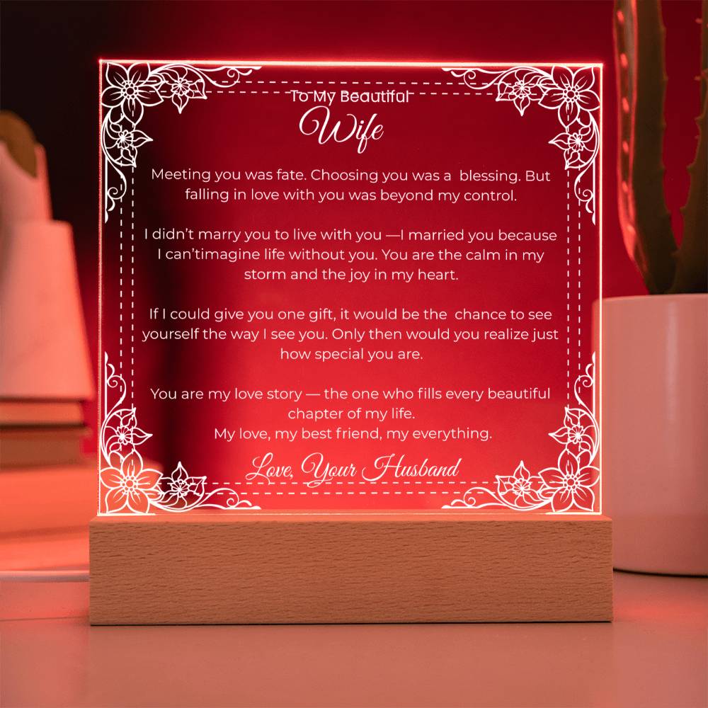 Acrylic Square Plaque-For Wife