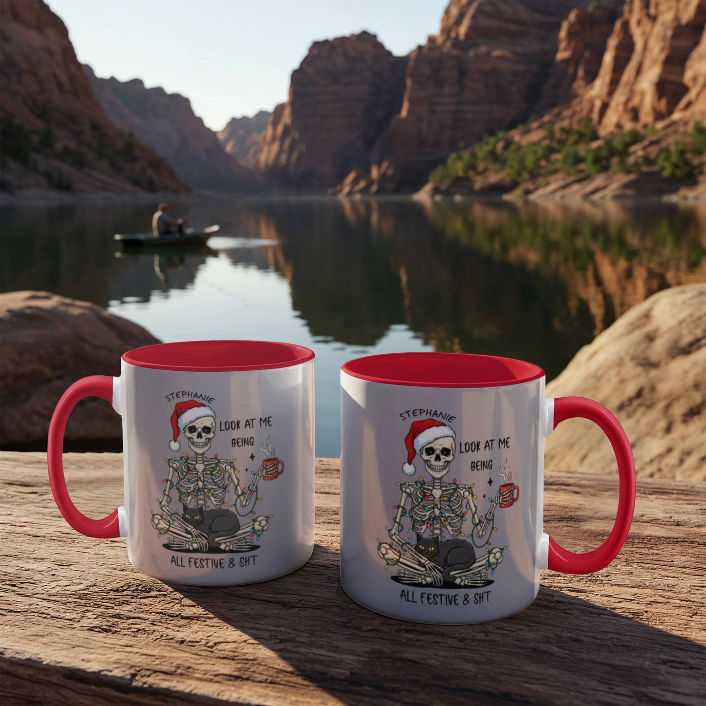 Fun Skeleton-Personalized Color Accent Mugs (1)