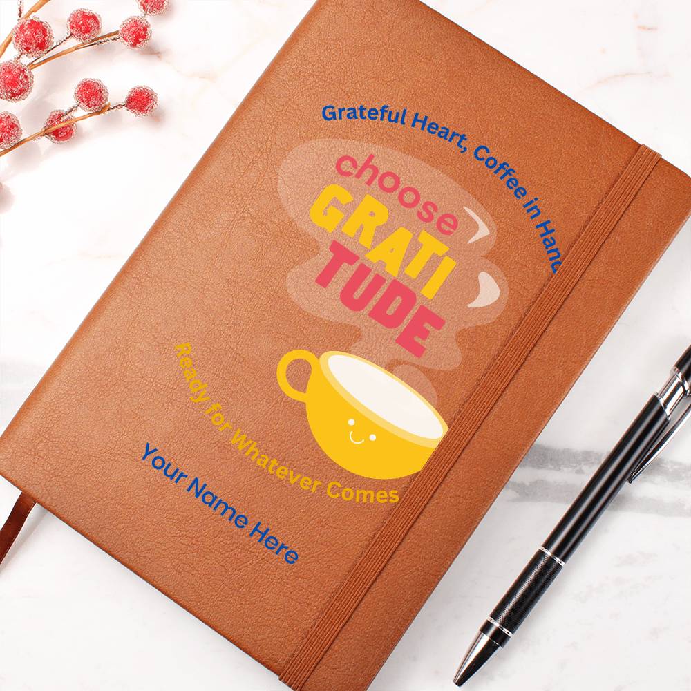 Graphic Leather Journal – Personalized Gratitude Notebook