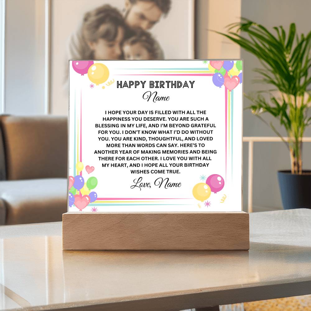 Acrylic Square Plaque-Personalized Sister Birthday