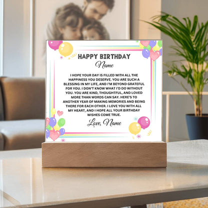 Acrylic Square Plaque-Personalized Sister Birthday