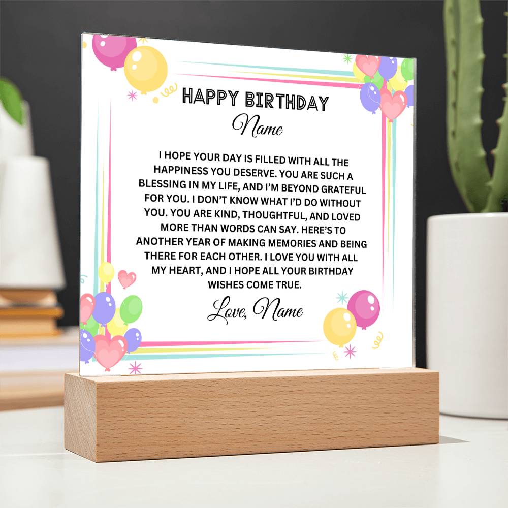 Acrylic Square Plaque-Personalized Sister Birthday