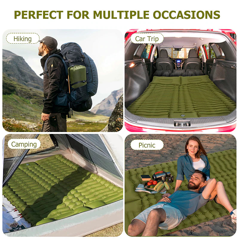 Double Sleeping Self-Inflating Mat Sleeping Mattress with Pillow - Essential Home Zone Essential Home Zone Double Sleeping Self-Inflating Mat Sleeping Mattress with Pillow