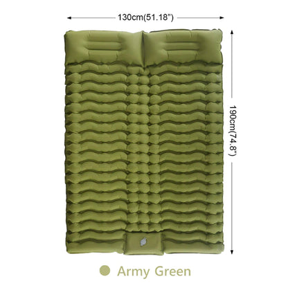 Double Sleeping Self-Inflating Mat Sleeping Mattress with Pillow - Essential Home Zone Essential Home Zone Army Green Double Sleeping Self-Inflating Mat Sleeping Mattress with Pillow