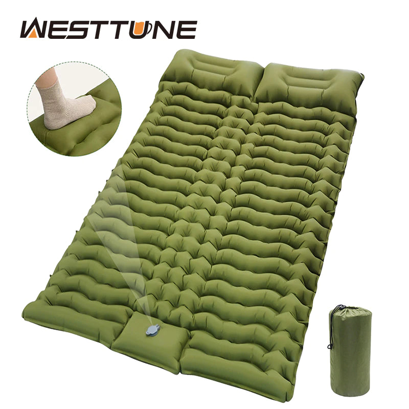 Double Sleeping Self-Inflating Mat Sleeping Mattress with Pillow - Essential Home Zone Essential Home Zone Double Sleeping Self-Inflating Mat Sleeping Mattress with Pillow